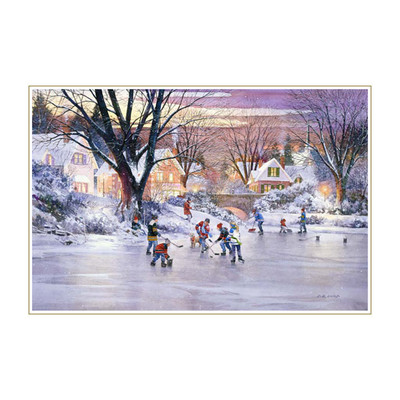 Authentic Pond Hockey Christmas Cards 20 Pack